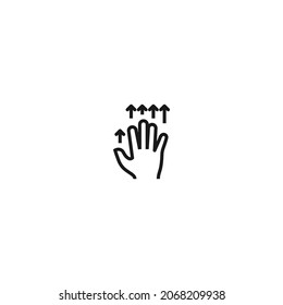 five finger tap up hand gesture black icon, isolated white background