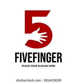 Five Finger Vector Logo Template. This Design Use Number Symbol. Suitable For Hand.