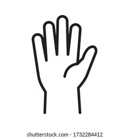 Un icono plano de cinco dedos. Mano, saludando, saludando. Ilustración vectorial, aislada en fondo blanco.