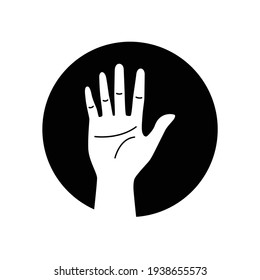Five fingers gesture glyph black icon. Make fingers up gesture sketch element. Pictogram for web page, mobile app, promo. Editable stroke. Hand drawn illustration.