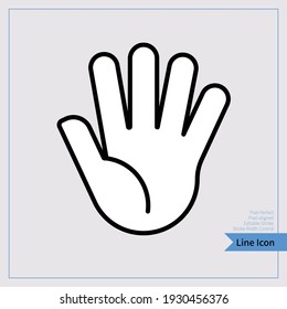 Five fingers gesture thin line icon, hand gestures concept, greeting sign. Thin line icon. professional, pixel-aligned, Pixel Perfect, Editable Stroke, Easy Scalablility. 8x, 256px.