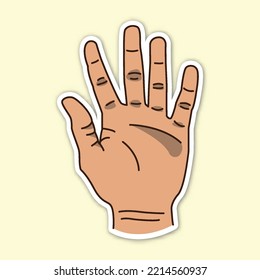 five fingers hand poses, editable cartoon style sticker vector
