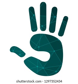 Five fingers icon. Trendy five fingers emblem concept. Suitable for use on web apps, mobile apps. Textured by connected lines with dots..