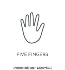 Five Fingers linear icon. Modern outline Five Fingers logo concept on white background from Hands collection. Suitable for use on web apps, mobile apps and print media.