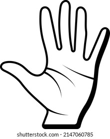 Five Fingers Palm vector line icon Design, Organ System Symbol, Human Anatomy Sign, Human Body Parts Stock illustration, Front Side of Left Hand Concept,