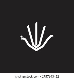 five fingers simple lines art symbol logo vector