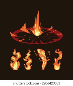 five fires flames set icons