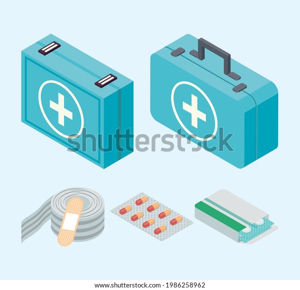Five First Aid Set Icons Stock Vector (Royalty Free) 1986258962 ...