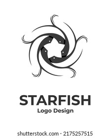 Five Fish Animal Water Sea Star logo design, fish logo, star logo