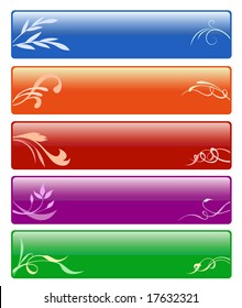 Five floral buttons. Vector illustration