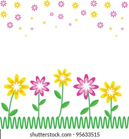 five flowers on green grass
