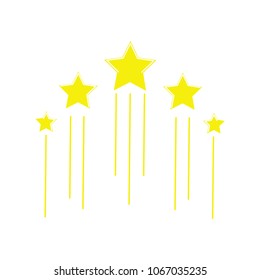 Five flying stars icon. Stock vector illustration of for winning in sport and other competition. Yellow flat isolated on white background.