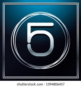 five font number over metallic texture