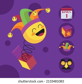 five fools day set icons