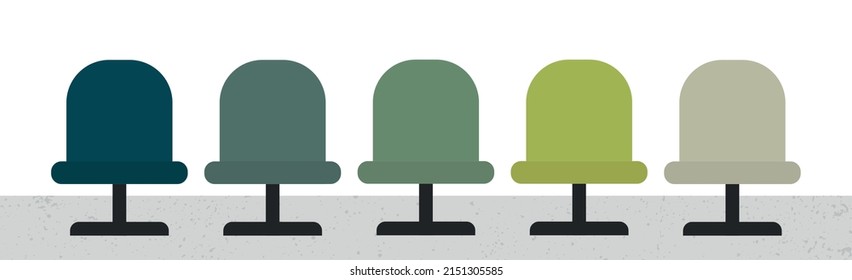 Five football chairs in different colors on a white background - Vector illustration