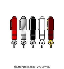 five fountain pen drawings in vector graphic