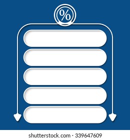 Five frames for your text and circular arrows and percent symbol