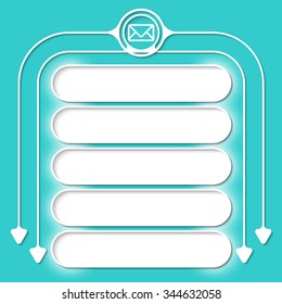 Five frames for your text and circular arrows and envelope