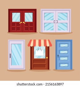 five front doors set icons