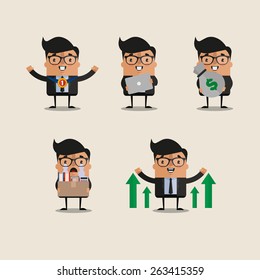 Five Funny Cartoon Office Workers 