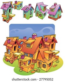 five  funny houses
