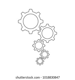 Five gear wheels on white background. Vector set