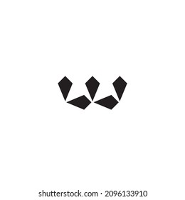 five gems letter W simple symbol logo vector