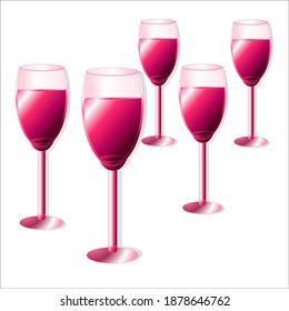 five glasses of red wine