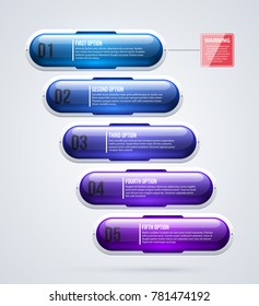 Five glossy options in hi-tech style on white background