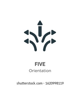 Five glyph icon vector on white background. Flat vector five icon symbol sign from modern orientation collection for mobile concept and web apps design.