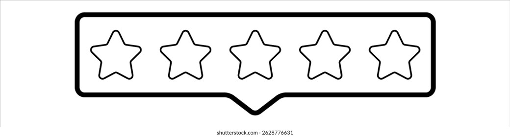 Five gold star rating. Satisfaction Rating and Leaving Positive Review. Online feedback reputation quality customer review. Review and rate us stars, business concept for apps and websites. Rate us