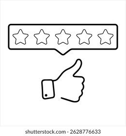 Five gold star rating. Satisfaction Rating and Leaving Positive Review. Online feedback reputation quality customer review. Review and rate us stars, business concept for apps and websites. Rate us