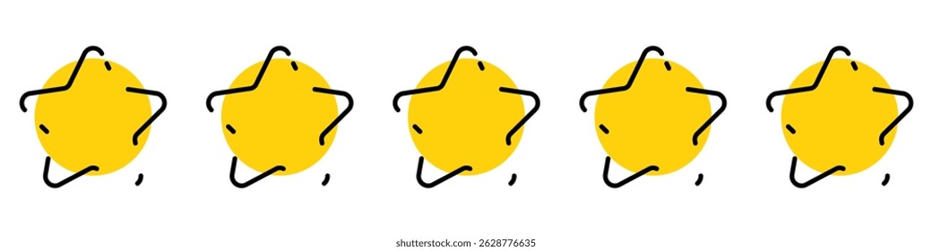 Five gold star rating. Satisfaction Rating and Leaving Positive Review. Online feedback reputation quality customer review. Review and rate us stars, business concept for apps and websites. Rate us