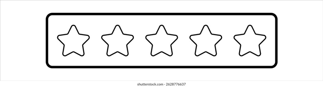 Five gold star rating. Satisfaction Rating and Leaving Positive Review. Online feedback reputation quality customer review. Review and rate us stars, business concept for apps and websites. Rate us