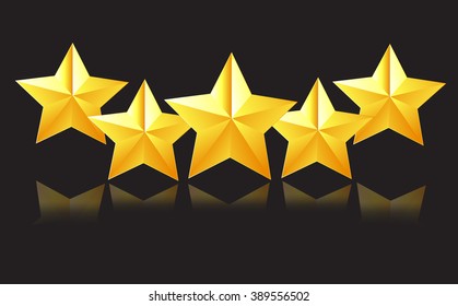 Five Gold  Star Vector 3D