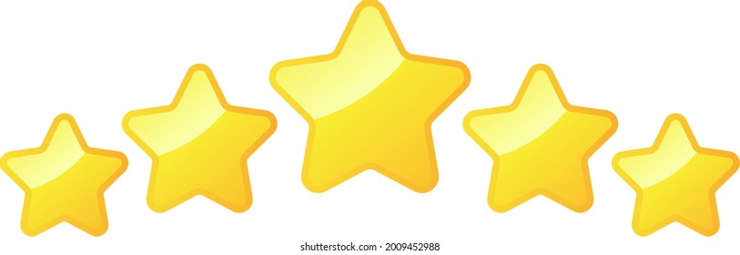 Five Gold Stars - Amazing vector icon of five gold rounded stars suitable for game assets, animation, apps, icon, sign, sticker, children book, decoration, and illustration in general - Vector Icon