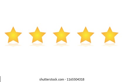 Five gold stars customer product rating review flat icon for apps and websites  svg