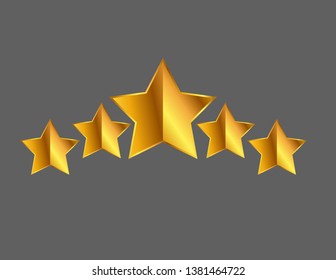 Five gold stars decor isolated