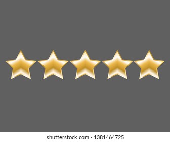 Five gold stars decor isolated