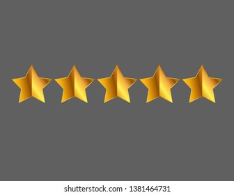 Five gold stars decor isolated