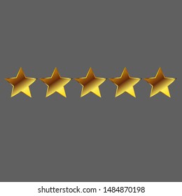 Five gold stars decor isolated