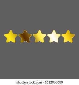 Five gold stars decor isolated