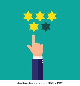 Cinco estrellas de oro con la mano Ilustración vectorial. 
