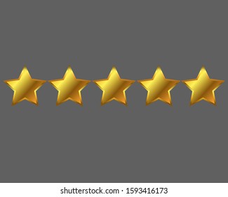 Five gold stars isolated deckor