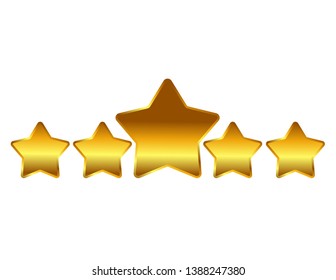 Five gold stars isolated decor