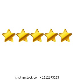 Five gold stars isolated decor