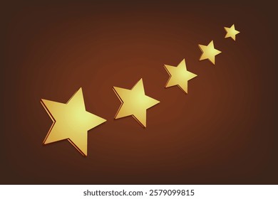 Five Gold Stars on Gradient Brown Background