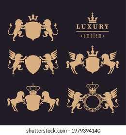 five golden luxury set emblems