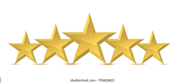 Five golden rating star. High premium quality, Vector illustration