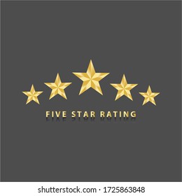 Five golden rating star vector illustration in gray black background